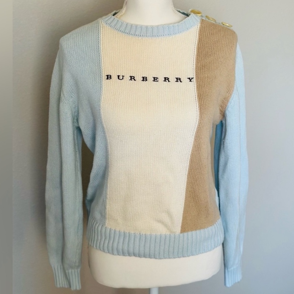 BURBERRY LONDON Colorblock Logo Knit Sweater $1,200MSRP - Picture 3 of 14